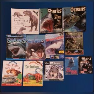 EDUCATIONAL LOT 12 CHILDREN/YOUNG READER BOOKS ~ SHARKS ~ WILDLIFE ~ SCHOLASTIC